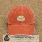 Image principale produit104moyenOC - casquette Orange délavé - Corail délavé avec visuel Marguerite simple 5 cm