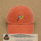 Image principale produit80moyenOC - casquette Orange délavé - Corail délavé avec visuel Tennis raquette balle 5 cm