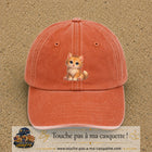 Image principale produit83grosOC - casquette Orange délavé - Corail délavé avec visuel Chaton roux 7 cm