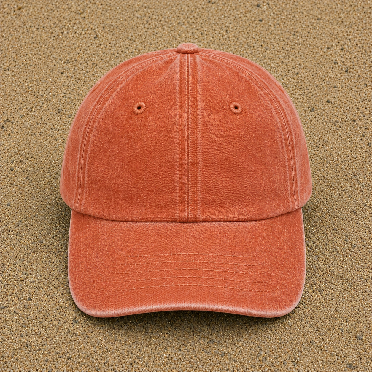 Casquette Orange délavé - Corail délavé motif Coccinelle rouge 7 cm - image couleur 2