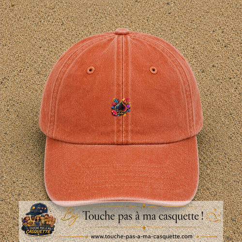 Casquette Orange délavé - Corail délavé avec motif As de pique et jetons de poker en 3 cm – vue principale
