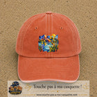 Casquette Orange délavé - Corail délavé motif Paysage tropical géométrique logo 7 cm