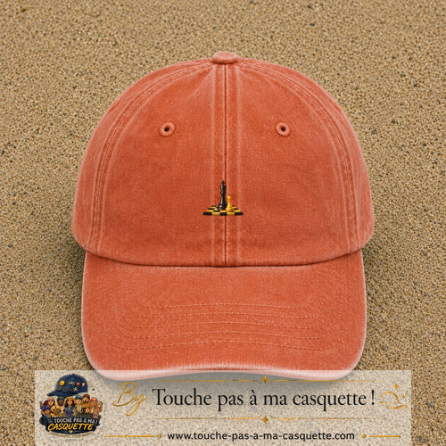 Image principale casquette Orange délavé - Corail délavé avec motif Échecs classiques 3 cm