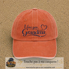 Casquette Orange délavé - Corail délavé avec motif I Love You Grandma en 7 cm – vue principale