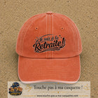 Casquette Orange délavé - Corail délavé avec motif Je suis à la retraite en 7 cm – vue principale