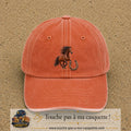 Image principale casquette Orange délavé - Corail délavé avec motif Cheval et fer porte-bonheur 7 cm