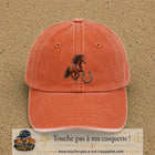 Image principale casquette Orange délavé - Corail délavé avec motif Cheval et fer porte-bonheur 7 cm