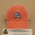 Casquette Orange délavé - Corail délavé motif Château médiéval logo 7 cm