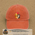 Casquette Orange délavé - Corail délavé avec motif Chien et chat complices en 7 cm – vue principale