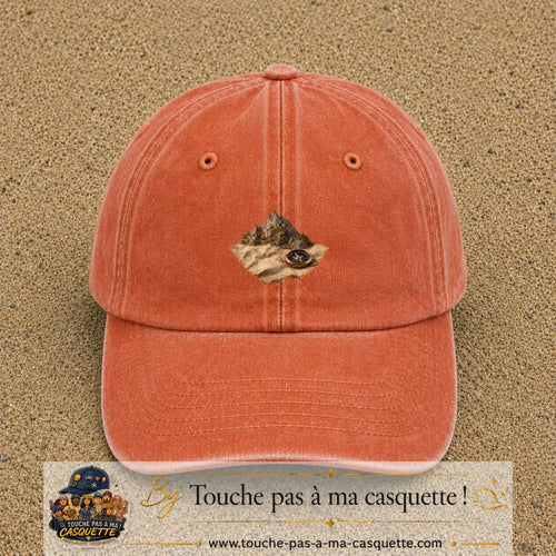 Casquette Orange délavé - Corail délavé avec motif Montagne sur carte avec boussole en 5 cm – vue principale