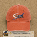 Image principale casquette Orange délavé - Corail délavé avec motif Avion de voltige 7 cm