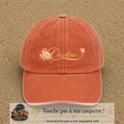 Casquette Orange délavé - Corail délavé avec motif Prénom Charlène fleuri en 7 cm – vue principale