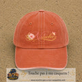 Casquette Orange délavé - Corail délavé avec motif Prénom Natacha fleuri en 7 cm – vue principale