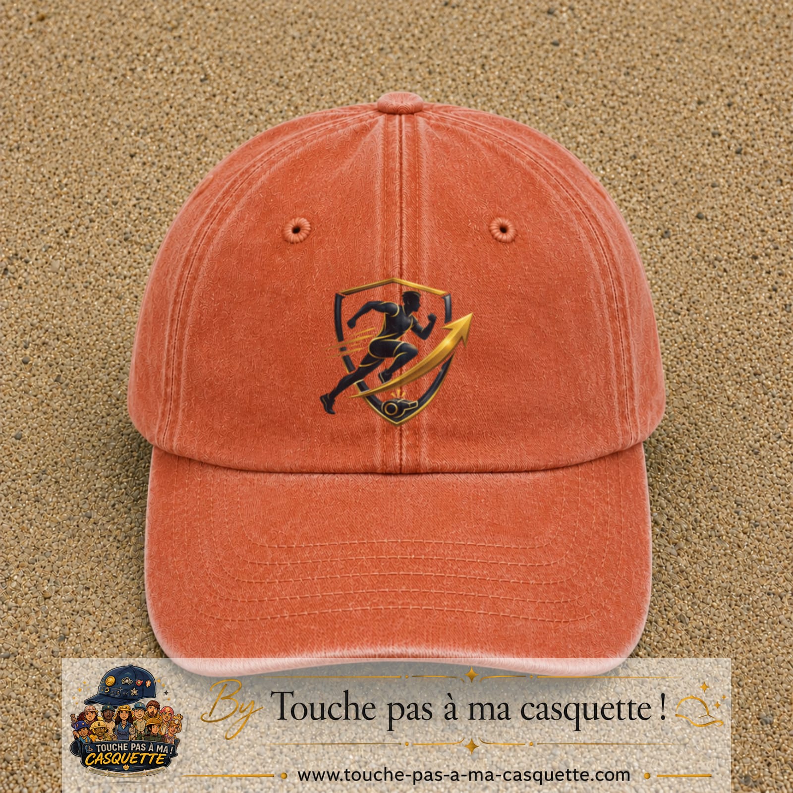 Casquette Orange délavé - Corail délavé avec motif Coureur et sifflet de coach en 7 cm – vue principale