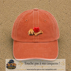 Casquette Orange délavé - Corail délavé motif Patte de chien et cœur logo 5 cm