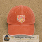Casquette Orange délavé - Corail délavé avec motif Merci les Fiancés en 7 cm – vue principale