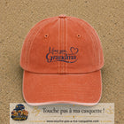 Casquette Orange délavé - Corail délavé avec motif I Love You Grandma en 5 cm – vue principale