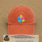 Casquette Orange délavé - Corail délavé motif Puzzle pop logo 7 cm