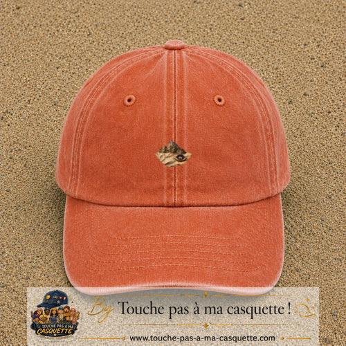 Casquette Orange délavé - Corail délavé avec motif Montagne sur carte avec boussole en 3 cm – vue principale