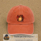 Casquette Orange délavé - Corail délavé motif Dragon parchemin logo 7 cm