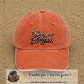 Casquette Orange délavé - Corail délavé avec motif I Love You Mum en 7 cm – vue principale