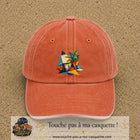 Casquette Orange délavé - Corail délavé motif Plante graphique logo 7 cm