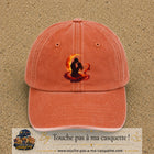 Casquette Orange délavé - Corail délavé motif Couple sous la lune logo 7 cm
