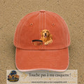 Image principale casquette Orange délavé - Corail délavé avec motif Chien avec collier 7 cm
