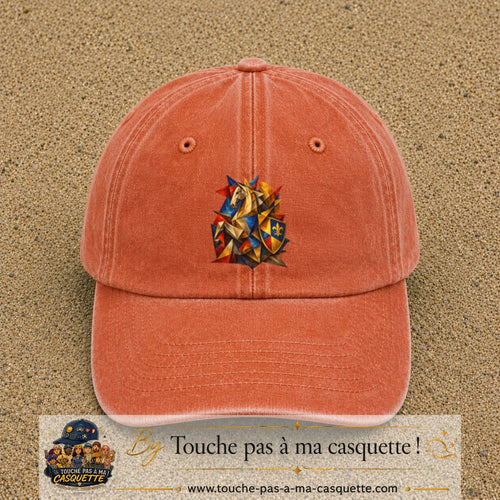 Image principale casquette Orange délavé - Corail délavé avec motif Chevalier mosaïque 7 cm