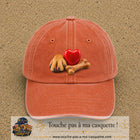 Casquette Orange délavé - Corail délavé motif Patte de chien et cœur logo 7 cm