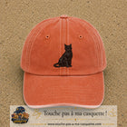 Image principale produit176grosOC - casquette Orange délavé - Corail délavé avec visuel Chat noir polygonal 7 cm