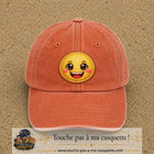 Image principale produit9grosOC - casquette Orange délavé - Corail délavé avec visuel Emoji souriant 7 cm