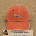Image principale produit121petitOC - casquette Orange délavé - Corail délavé avec visuel Vache message anglais 3 cm