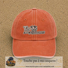 Image principale produit122moyenOC - casquette Orange délavé - Corail délavé avec visuel Vache message français 5 cm