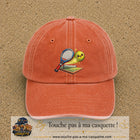 Image principale produit81grosOC - casquette Orange délavé - Corail délavé avec visuel Tennis court raquette 7 cm