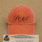 Image principale produit132moyenOC - casquette Orange délavé - Corail délavé avec visuel Peace calligraphie 5 cm