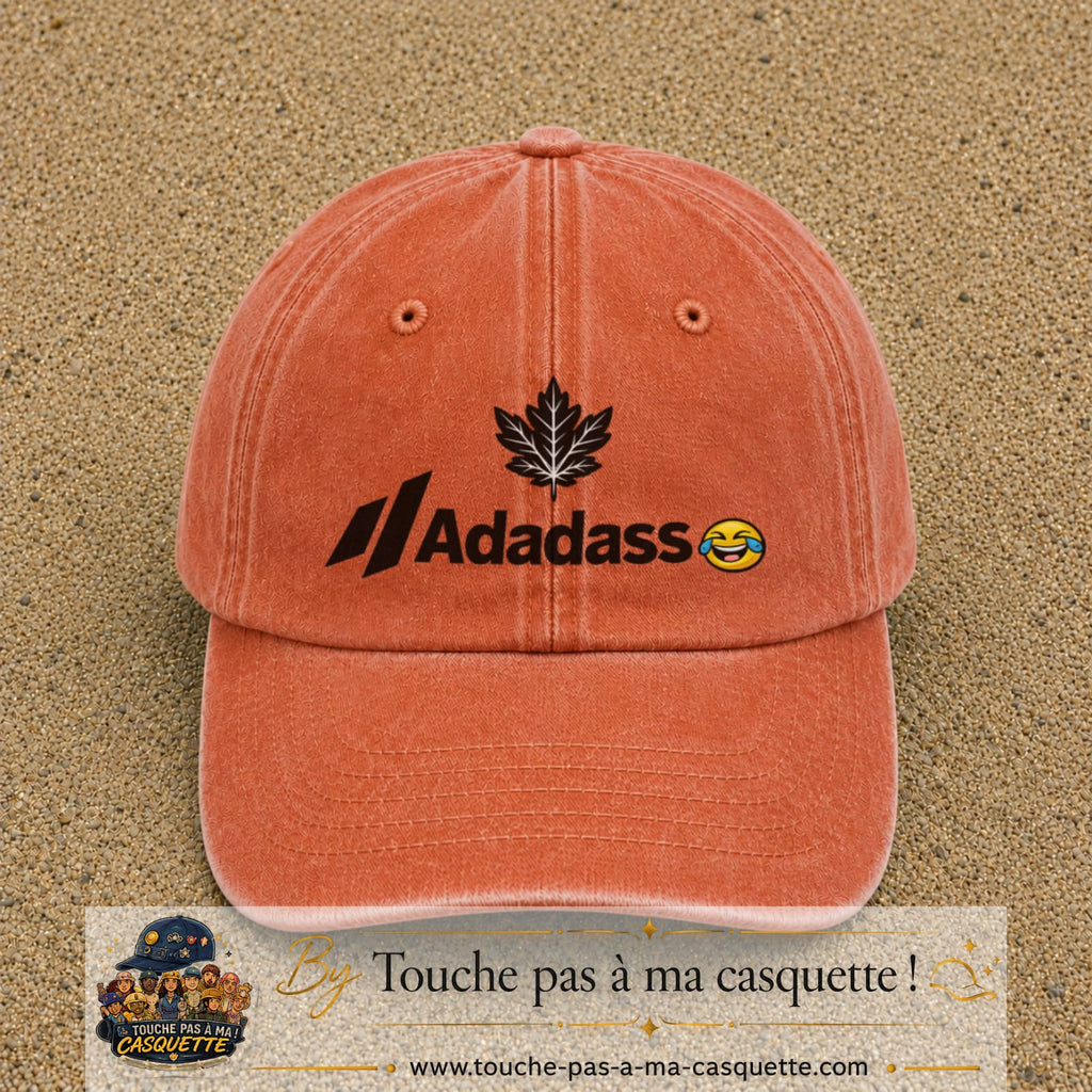Image principale produit38grosOC - casquette Orange délavé - Corail délavé avec visuel Adadass feuille d’érable 7 cm