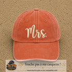 Image principale produit113grosOC - casquette Orange délavé - Corail délavé avec visuel Mrs blanc 7 cm