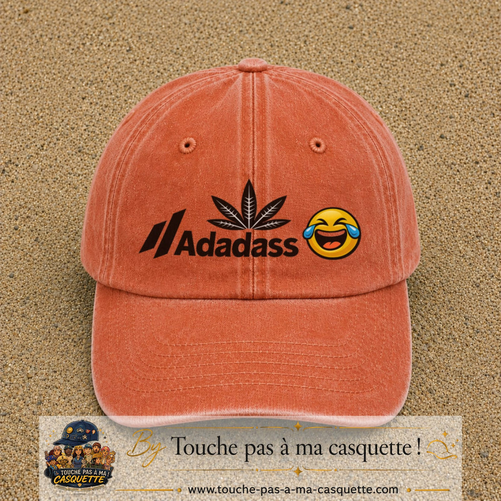 Image principale produit37grosOC - casquette Orange délavé - Corail délavé avec visuel Adadass emoji rieur 7 cm