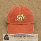 Image principale produit110grosOC - casquette Orange délavé - Corail délavé avec visuel Mr élégant 7 cm