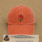 Image principale produit147grosOC - casquette Orange délavé - Corail délavé avec visuel Rose géométrique 7 cm