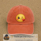 Image principale produit10grosOC - casquette Orange délavé - Corail délavé avec visuel Emoji bisou cœur 7 cm
