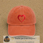 Image principale produit138grosOC - casquette Orange délavé - Corail délavé avec visuel Cœur rouge 7 cm