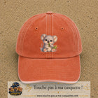 Image principale produit87grosOC - casquette Orange délavé - Corail délavé avec visuel Koala bambou 7 cm