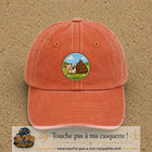 Image principale produit161grosOC - casquette Orange délavé - Corail délavé avec visuel Vache humour crotte 7 cm