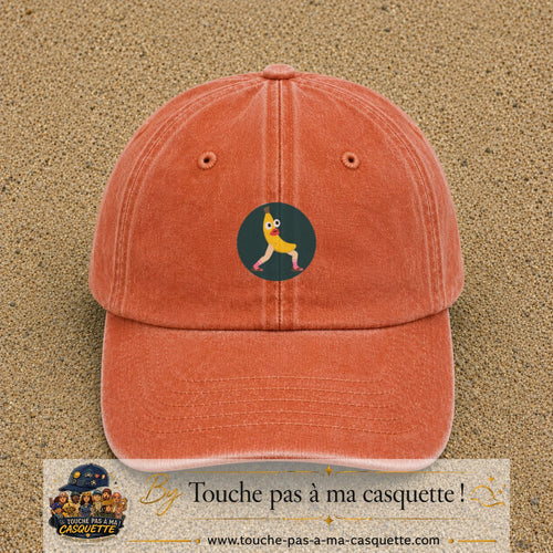 Casquette baseball Orange délavé - Corail délavé 100% coton avec visuel Banane drôle 5 cm - image produit principale