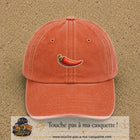 Casquette Orange délavé - Corail délavé motif Piment piquant 3 cm - vue principale