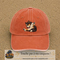 Casquette baseball Orange délavé - Corail délavé 100% coton avec motif Chien joueur 7 cm - image principale