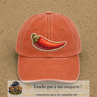 Casquette Orange délavé - Corail délavé motif Piment piquant 7 cm - vue principale