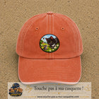 Casquette baseball Orange délavé - Corail délavé 100% coton avec visuel Chat noir et souris 7 cm - image produit principale